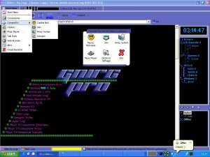 Gnirc PRO status window, start menu, channel and friend list